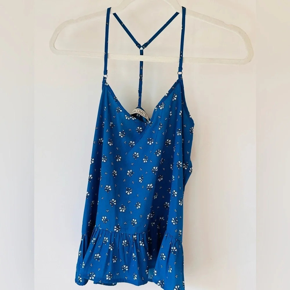Abercrombie & Fitch Blue Floral Ruffled Cami